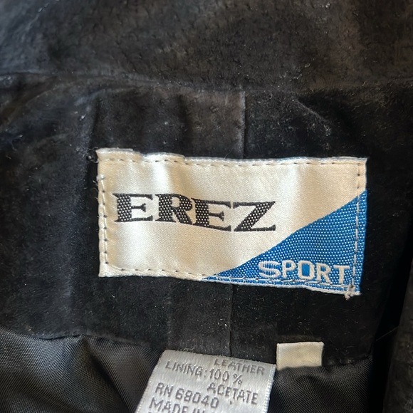 Erez Sport Vintage 80s Black Leather Check & Beaded Paisley Jacket Coat Size L - Picture 10 of 12